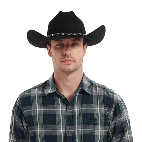 Wool Felt Cowboy Hat Shapeable Wide Brim Western Fedora Unisex Classic main image 7